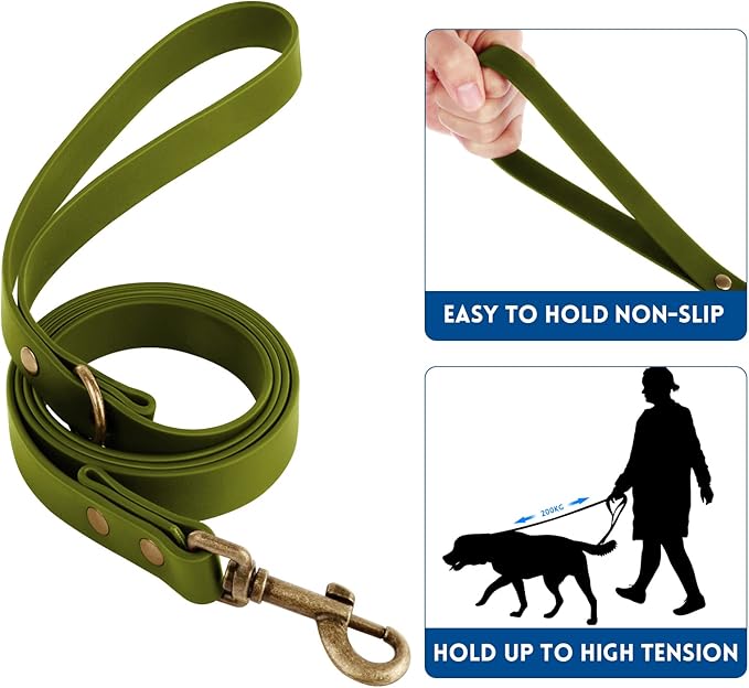 Wisedog Dog Collar and Leash Set, Waterproof Adjustable Puppy Collars with Cute Tag 4FT Dog Leash with Poop Bag for Small Medium Large Dogs (XS, Green)