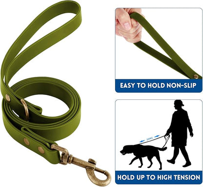 Wisedog Dog Collar and Leash Set, Waterproof Adjustable Puppy Collars with Cute Tag 4FT Dog Leash with Poop Bag for Small Medium Large Dogs (XS, Green)