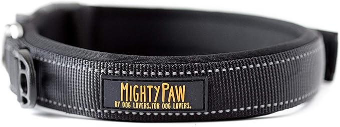 Mighty Paw Dog Collar - Neoprene Padded - Reflective for Running - Extra Comfort for Active Dogs - Padded and Comfortable Collar for All Breeds - Heavy Duty