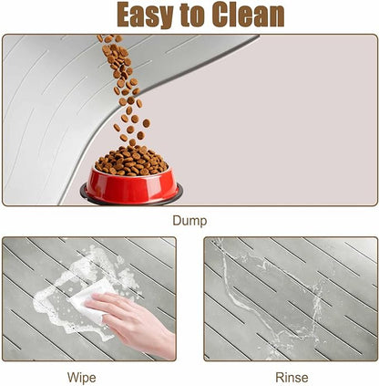 48"x32"(120cmx80cm) Largest Dog Food Mat, XXXL Waterproof Pet Feeding Mat for Floors, Silicone Dog Bowl Mat Tray for Food and Water, Light Brown