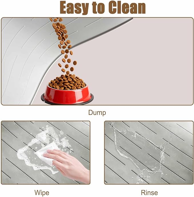 40"x30" Extra Large Silicone Pet Food Mat, XXL Pet Feeding Mat with Raised Edges, Waterproof Dog Bowl Mat for Food and Water, Cat and Dog Placemat for Floors, Dark Gray