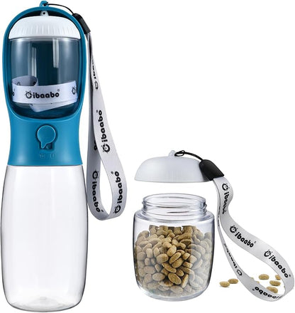 Cibaabo Dog Water Bottle with Food Container, Travel Puppy Water Bowl, Portable Pet Dispenser, Dog Stuff Accessories Items, Puppy Essentials Necessities for Yorkie Chihuahua Cat Walking and Hiking