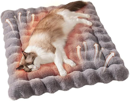 SOMAHE Self-Warming Cat Bed, Plush Faux Fur Pet Bed Mat with Anti-Slip Bottom, Ultra Soft Heated Pad for Cats & Kittens, Cozy Fluffy Bed for Window & Sills Couches, Machine Washable, 23x15 Inch Gray