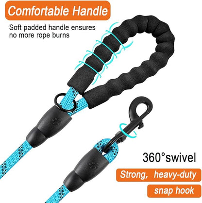 BARKBAY Dog Leashes for Large Dogs Heavy Duty Dog Leash 4/5/6 FT with Comfortable Padded Handle and Highly Reflective Threads for Medium Large Dogs Walking Training Running (5FT-1/2'',Blue)