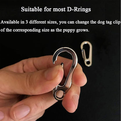 Dog Tag Clips/Multiple Size 304 Stainless Steel Quick Clip with Rings/Easy Change Pet ID Tag Holder for Small/Medium/Large Dog Cat Collars and Harnesses.(3 Pack)