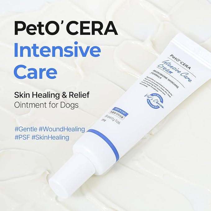 PetO'CERA Intensive Ointment- Ultimate Skin Relief & Wound Care for Dogs & Cats, Hot Spot, Rash & Scratching Soother, Heals Cracked Paws, Dry & Irritated Skin, High Moisture Rescue Balm, 20g