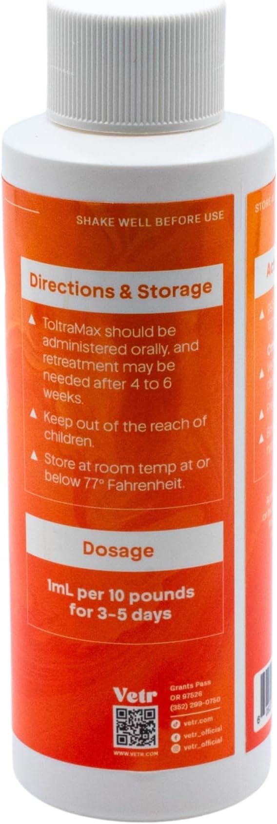 ToltraMax Toltrazuril 10.0% for Horses, Dogs, Cats, 120mL/4 Ounce, for Non-Food Chain Animals, Peanut Butter