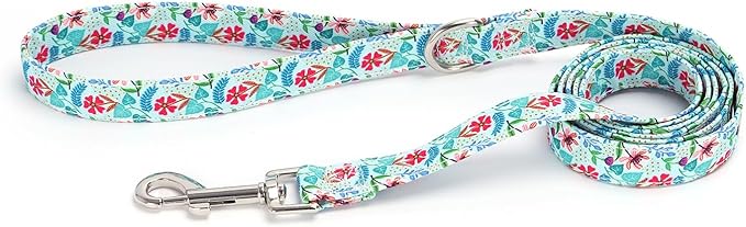 Moonpet Step in Dog Harness Leash Set- All Weather Reflective No-Pull Floral Pattern Padded Mesh Vest Harness for Cats Puppy Extra-Small Small Medium Large Dogs - Verdure Flower - XXS