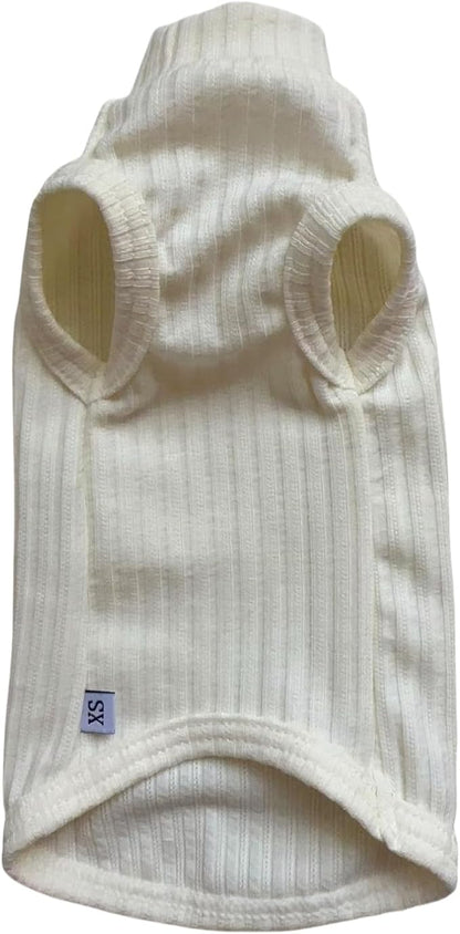 Sphynx Cats Shirt Cat Turtleneck Cotton Sweater Pullover Kitten T-Shirts with Sleeves Cat Pajamas Jumpsuit for Sphynx Cornish Rex, Devon Rex, Peterbald (White, X-Small)