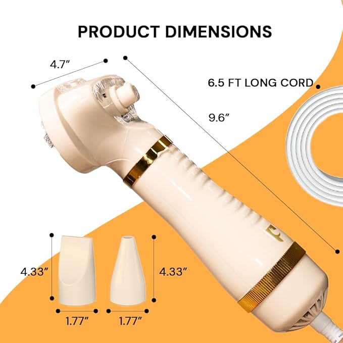Pet Steam Brush Grooming Dryer for Dogs & Cats – 3-in-1 Grooming Tool with Gentle Steam, 600W Motor, Deshedding, Drying & Fur Fluffing for All Coat Types