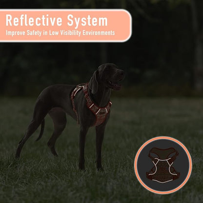 Light Dog Harness for Small Dog Breeds, No-Pull Pet Harness with 2 Leash Clips, Adjustable Soft Padded Dog Vest, Reflective No-Choke Pet Oxford Vest, Puggle, Terriers, Beagle, Orange Ethnic, Small