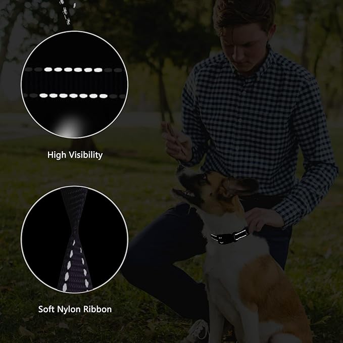 Martingale Dog Collar and Leash Set Martingale Collars for Dogs Reflective Martingale Collar for Small Medium Large Dogs(Black&S)