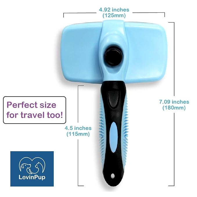 LOVINPUP Dog Slicker Brush, Self Cleaning, Shedding and Grooming Tool for Pets, Best Dog Brush with Easily Retractable Bristles to Remove Hair Instantly