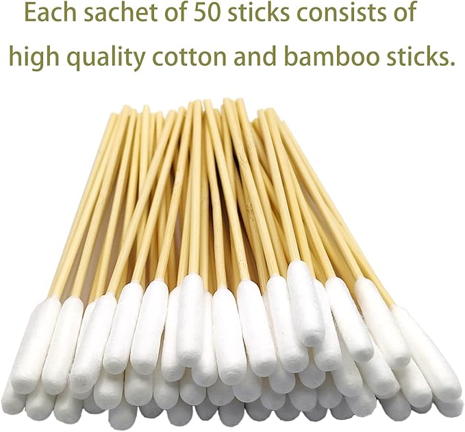 Dog Ear Swabs Bulk Pack, 800 Count – 6 Inch Bamboo Cotton Buds Refill for Professional Grooming & Multi-Pet Homes – Large Absorbent Tips for Deep Cleaning (16 Resealable Packs)