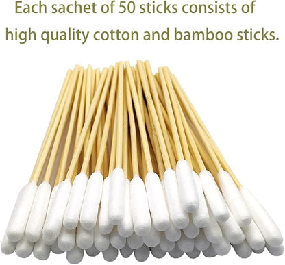 Dog Ear Swabs Bulk Pack, 800 Count – 6 Inch Bamboo Cotton Buds Refill for Professional Grooming & Multi-Pet Homes – Large Absorbent Tips for Deep Cleaning (16 Resealable Packs)