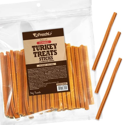 A Freschi srl Turkey Dog Treats, USA-Sourced Trukey, All-Natural, Hypoallergenic, Low-Fat, Healthy & Easily Digestible, Puppy & Training Snack, β-Carotene Stick 16 oz