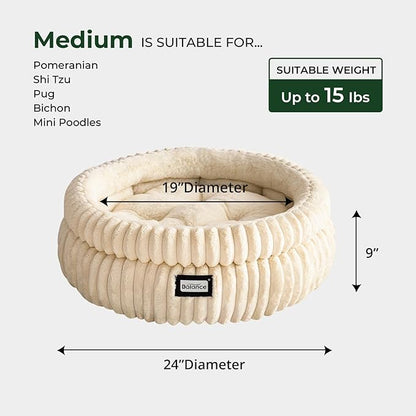 BALANCE Cat Bed Kitten Bed, Washable Round Cat Beds for Indoor Cats,Super Soft Plush Faux Fur Pet Bed for Puppy and Kitten with Anti-Slip Bottom