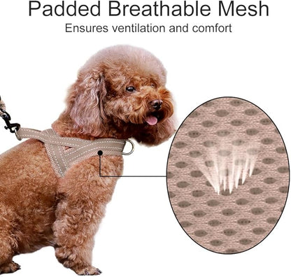 Plutus Pet No Pull Dog Harness with Breathable Mesh Padded, Adjustable Reflective Escape Proof Dog Harness, Quick Fit Dog Vest Harness for Small Medium Large Dogs(M, Beige)