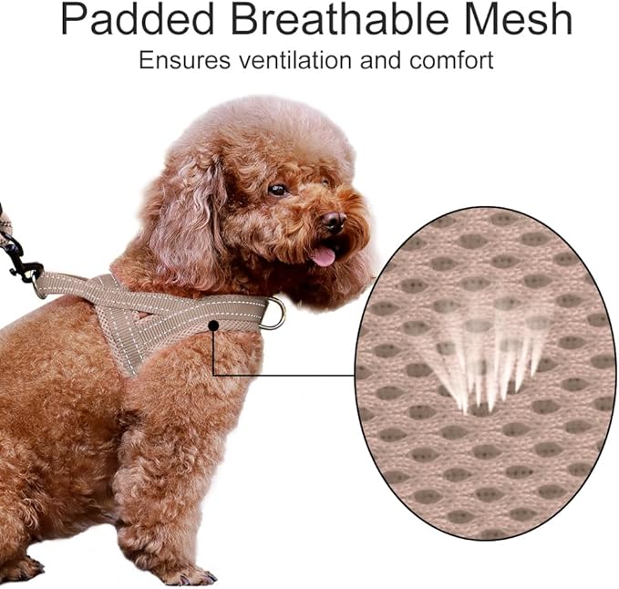 Plutus Pet No Pull Dog Harness with Breathable Mesh Padded, Adjustable Reflective Escape Proof Dog Harness, Quick Fit Dog Vest Harness for Small Medium Large Dogs(S, Beige)