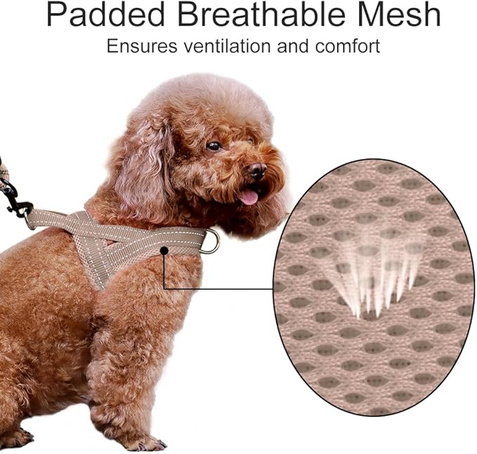 Plutus Pet No Pull Dog Harness with Breathable Mesh Padded, Adjustable Reflective Escape Proof Dog Harness, Quick Fit Dog Vest Harness for Small Dogs(XS, Beige)