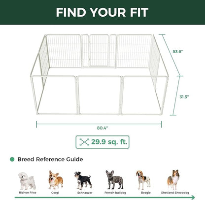 FXW Acrylic & Wire Mesh Indoor Dog Playpen, Heavy Duty 32 Inch 10 Panels Metal Dog Pen for Small and Medium Dogs, White│Patented
