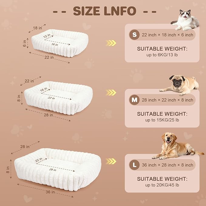 Dog Bed for Small Medium Size Dog, Washable Self Warming Dog Cat Beds for Indoor Cats Fluffy Rabbit Fur Pet Bed for Puppy and Kitten, Orthopedic Dog Cat Beds with Removable Cover & Anti-Slip Bottom