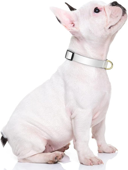 Rnivvi Dog Collar for Small Dogs, Classic Heavy Duty Adjustable Puppy Collar with Quick Release Buckle for Boy Girl & Female,Pet Accessories for Walking Running Training, S Length 3/4" Width, White