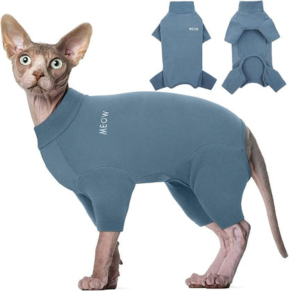 ROZKITCH XS Cat Sweater, Breathable Soft Jumpers for Sphynx Only, Coat with Four Legs, Warm Sweater T-Shirt Pajamas Jumpsuit Vest Cornish Rex, Devon Rex, Peterbald Blue XS