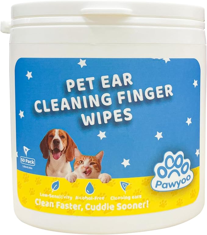Dog Ear Wipes, Ear Wipes for Dogs, Cat Ear Wipes, Dog Ear Cleaning Wipes, Cat Wipes, Pet Wipes for Cats, Cat Cleaning Wipes – Pet Ear Cleaning Finger Wipes for Cats: Ear Wipes, Weekly Care
