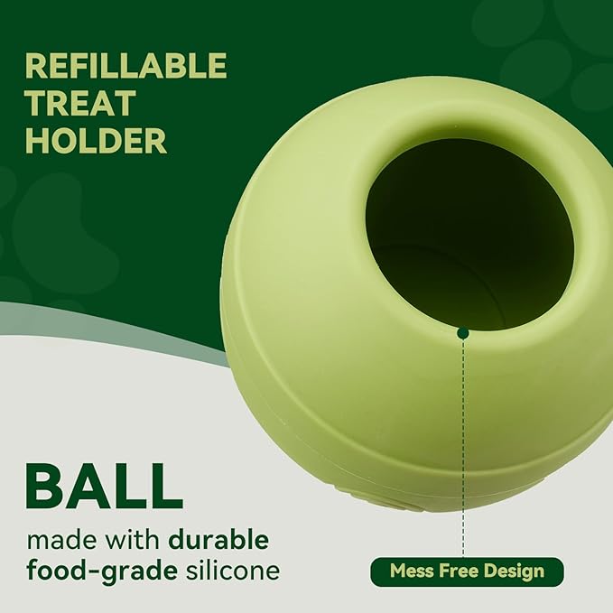 Long-Lasting Interactive Dog Lick Toy, Stuffable Dog Enrichment to Keep Dogs Busy, Wobbly Treat Dispensing Freezable Chew Toys, Food-Grade Safe (Green,M)