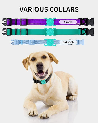 Dynmeow Dog Cat Collar Holder Compatible with Airtag, Anti-Lost Silcione Holder for 3/4-1" inch Wide Collar, Turquoise, M(1 Pack)
