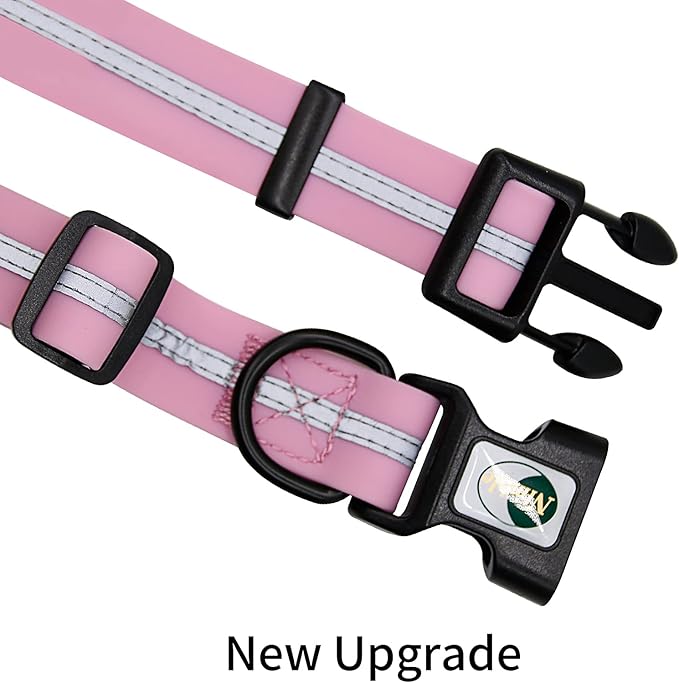 NIMBLE Dog Collar Waterproof Pet Collars Anti-Odor Durable Adjustable PVC & Polyester Soft with Reflective Cloth Stripe Basic Dog Collars S/M/L Sizes (Small (9.45”-14.17”inches), Lavender)