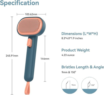 Aumuca Self-Cleaning Shedding Brush for Dogs & Cats, Gentle Deshedding Tool for Long & Short Hair Pets, Easy Hair Removal Grooming Brush