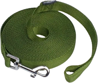 Dog/Puppy Obedience Recall Training Agility Lead - 15ft 20ft 30ft 40ft 50ft Training Leash - Great for Play, Camping, or Backyard (Military Green, 30 Feet)