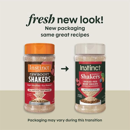 Instinct Raw Boost Shakers, Freeze-Dried Powder, Dog Food Topper - Beef, 5.5 oz. Bottle