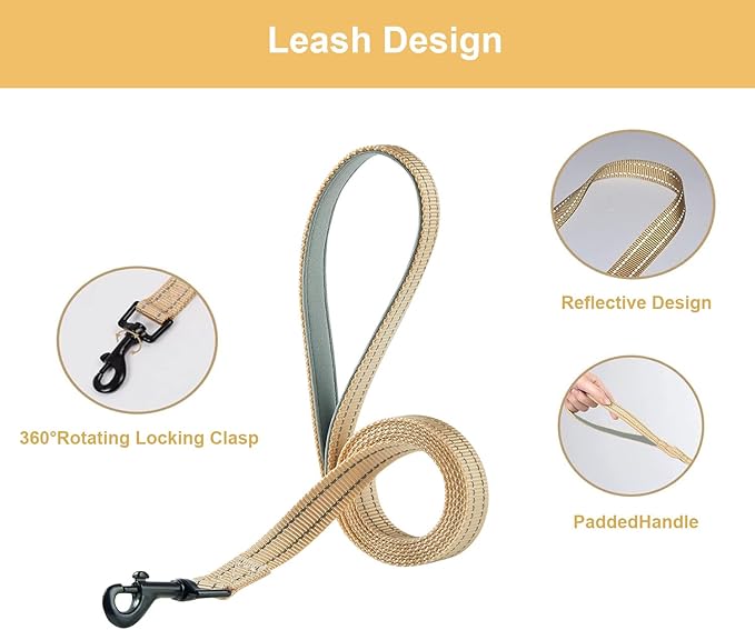 Hipubby Dog Harness and Leash Set, No Pull Soft Mesh Puppy Harness for Small Medium Dogs, Cats - Step in Reflective Breathable Lightweight Vest Harness for Walking, Training - Khaki, S