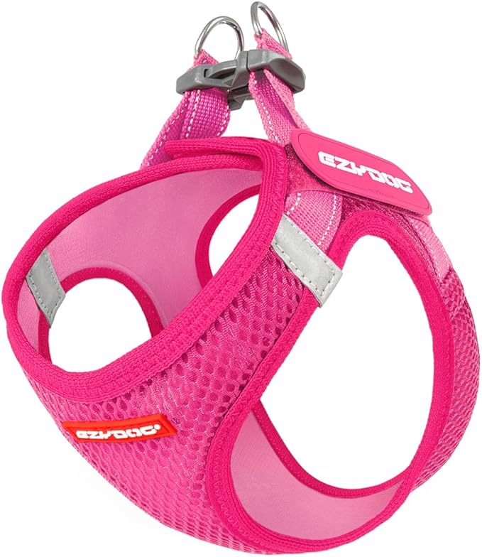 EzyDog FORMFIT Dog Harness for Small Sized Dog - All Weather Breathable Mesh Small Dog Harness with Reflective Trim, Easy Hook & Loop Closure, Sturdy Buckle, & D-Ring (Pink, XL)
