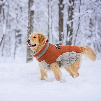 Lelepet Dog Coat Warm Dog Winter Coat Waterproof Dogs Jacket with Harness Built in Reflective Pet Fleece Vest Zip-Up Cold Weather Coats for Large Dogs Turtleneck & Windproof Coats Pitbull Brown 2XL