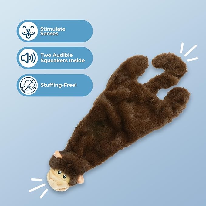 Best Pet Supplies Squeaky Dog Toys with Soft Durable Fabric for Small, Medium and Large Pets Interactive Toy for Indoor Play, Supports Active Biting and Play - Monkey, Squirrel, Large