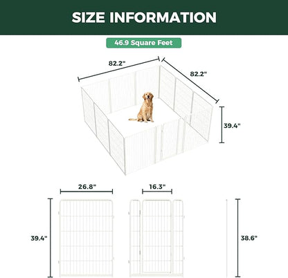 FXW Homeplus Unleashed Indoor Dog Playpen - Stress-Free and Safe Play, Heavy Duty 40 Inch 12 Panels Dog Pen for Medium and Large Dogs, White│Patented