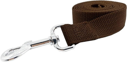 Nylon Dog Training Leash, Traction Rope, 4Ft /5 Foot /6 Feet Long, 5/8 inch 3/4 Inch 1 Inch Wide, for Small and Medium Dogs (5/8'' x 4 FT, Brown)