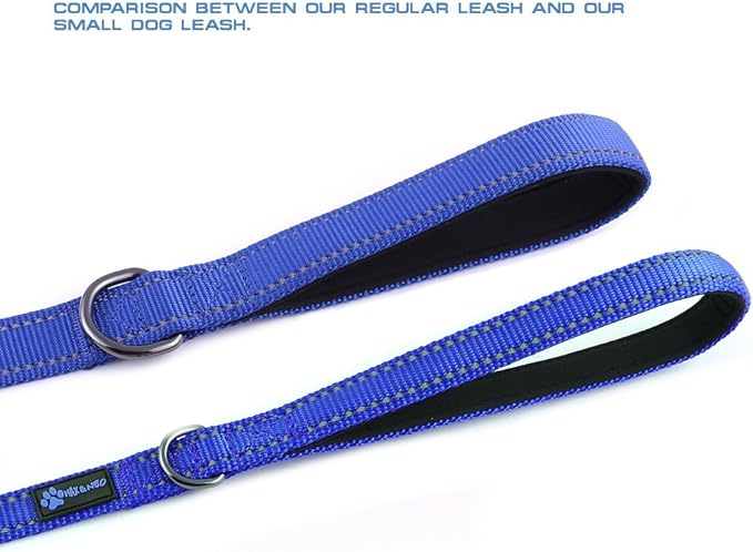 Max and Neo Small Dog Reflective Nylon Leash - We Donate a Leash to a Dog Rescue for Every One Sold (Blue, 6x5/8)