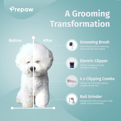Premium Pet Grooming Kit with Vacuum, 11000Pa Suction Power, 2.5L Dust Cup, 7 Grooming Tools, Cordless Paw Trimmer, Nail Grinder, Large Capacity Dust Cup, Whisper Operation, USA Design