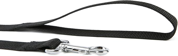 Nylon Dog Training Leash, Traction Rope, 4Ft /5 Foot /6 Feet Long, 5/8 inch 3/4 Inch 1 Inch Wide, for Small and Medium Dogs (Black, 1'' x 15 FT)