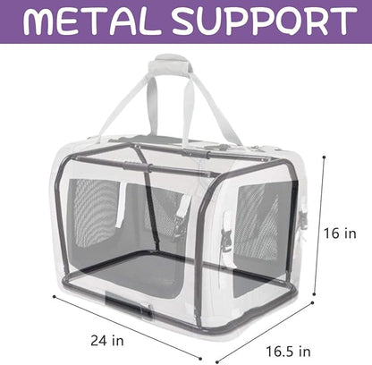 Petseek Extra Large Cat Carrier Soft Sided, Portable Small Dog Carrier for 2 Cats, 24"x16.5"x16" Car Travel Folding Comfortable Design, Purple