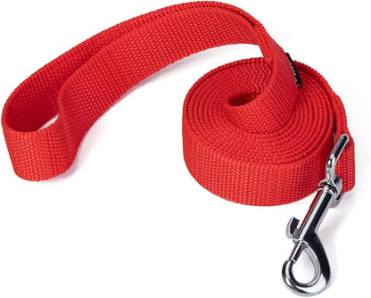 Siumouhoi Strong Durable Nylon Dog Training Leash, 1 Inch Wide Traction Rope, 6 ft 10ft 15ft Long, for Small and Medium Dog (Red, 6 Feet)