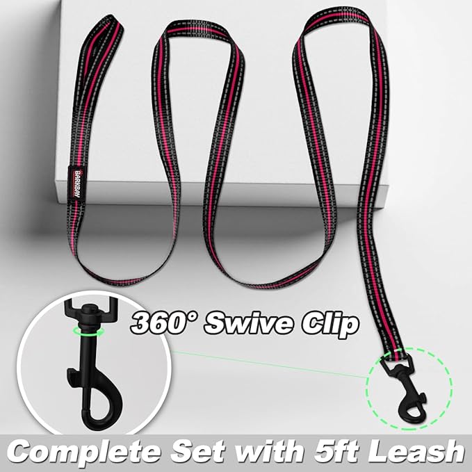 Dog Harness and Leash Set,Step in Small Sized Dog Harness,Soft Mesh,No-Chock,Reflective Adjustable,Secure with Hook & Loop Fastener,Puppy Vest for Small,Medium Dogs(Pink/Black,XXS)