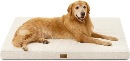 COZY KISS Big Dog Bed for Giant Dogs, Rectangular XXL Orthopedic Dog Beds Extra Large, Foam Anti-Slip Bottom Pet Mat with Washable Removable Cover, Suitable for Pet Up to 150 lbs, 54x44x4 inch, Beige