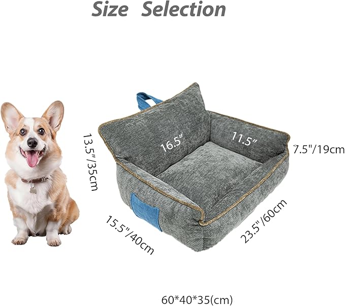 RAFASAFA Small Dog Bed, Washable Pet Bed with Removable Cover, with Sides, Carry Handle & Side Pockets .Plush Chenille Orthopedic Pet Bed Couch for Small Breed Dogs & Cats Calming