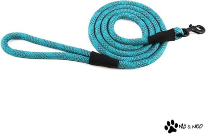 Max and Neo Rope Leash - Reflective, 6 FT x 1/2" - Teal